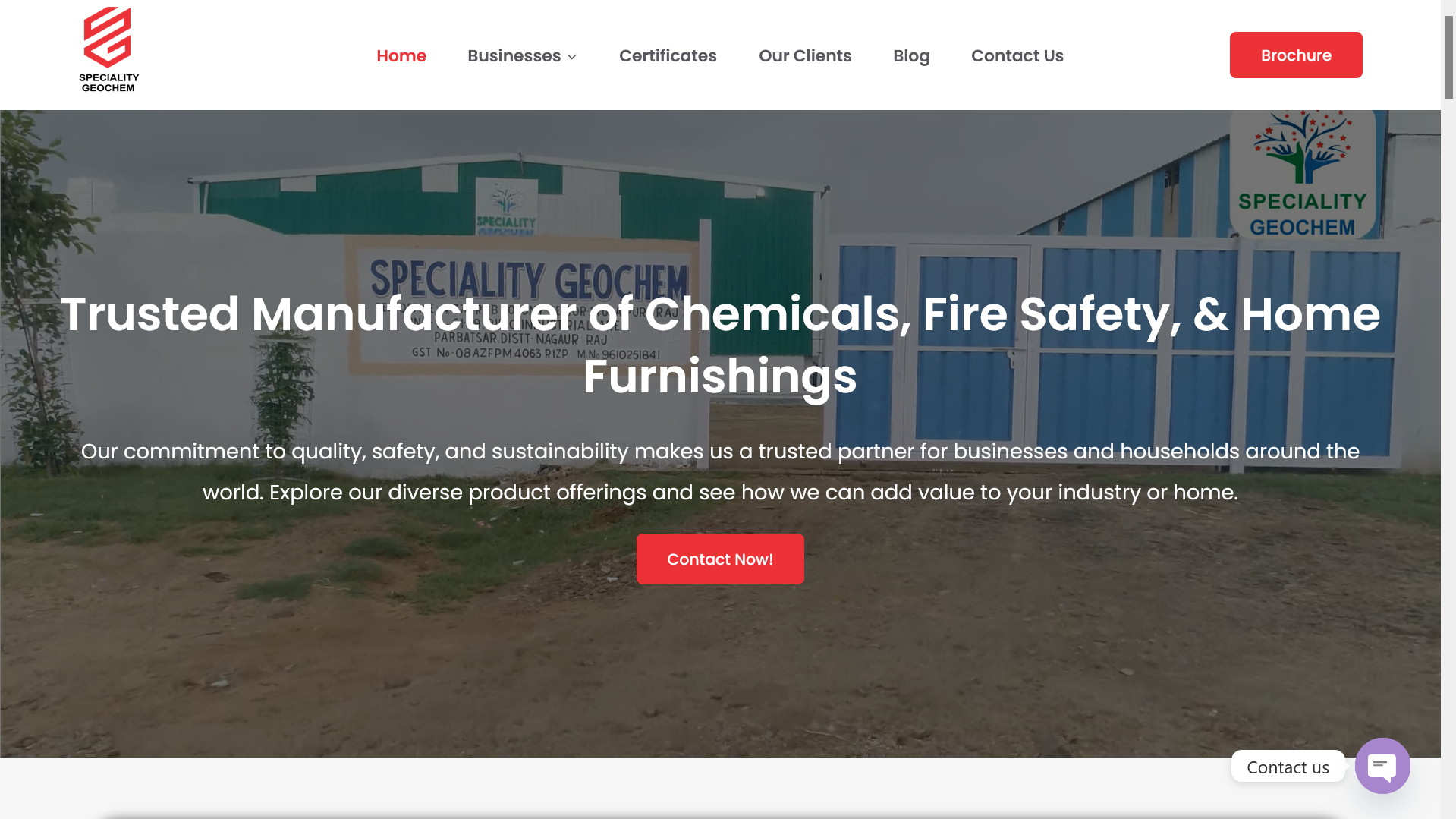 Speciality Geochem Website Screenshot